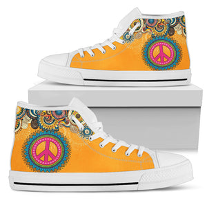 Peace Handcrafted White Sole High Top Shoes