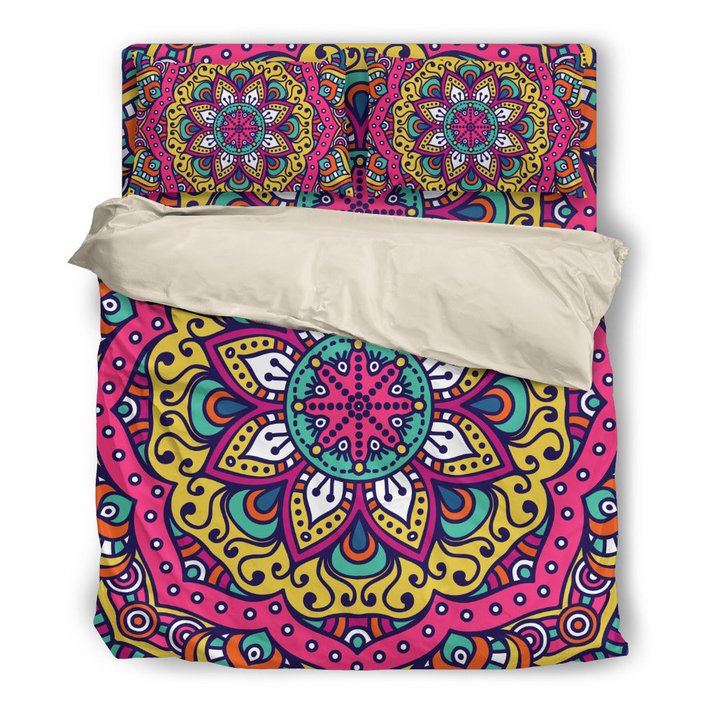 Beige Bedding Set Mandala  Colorful