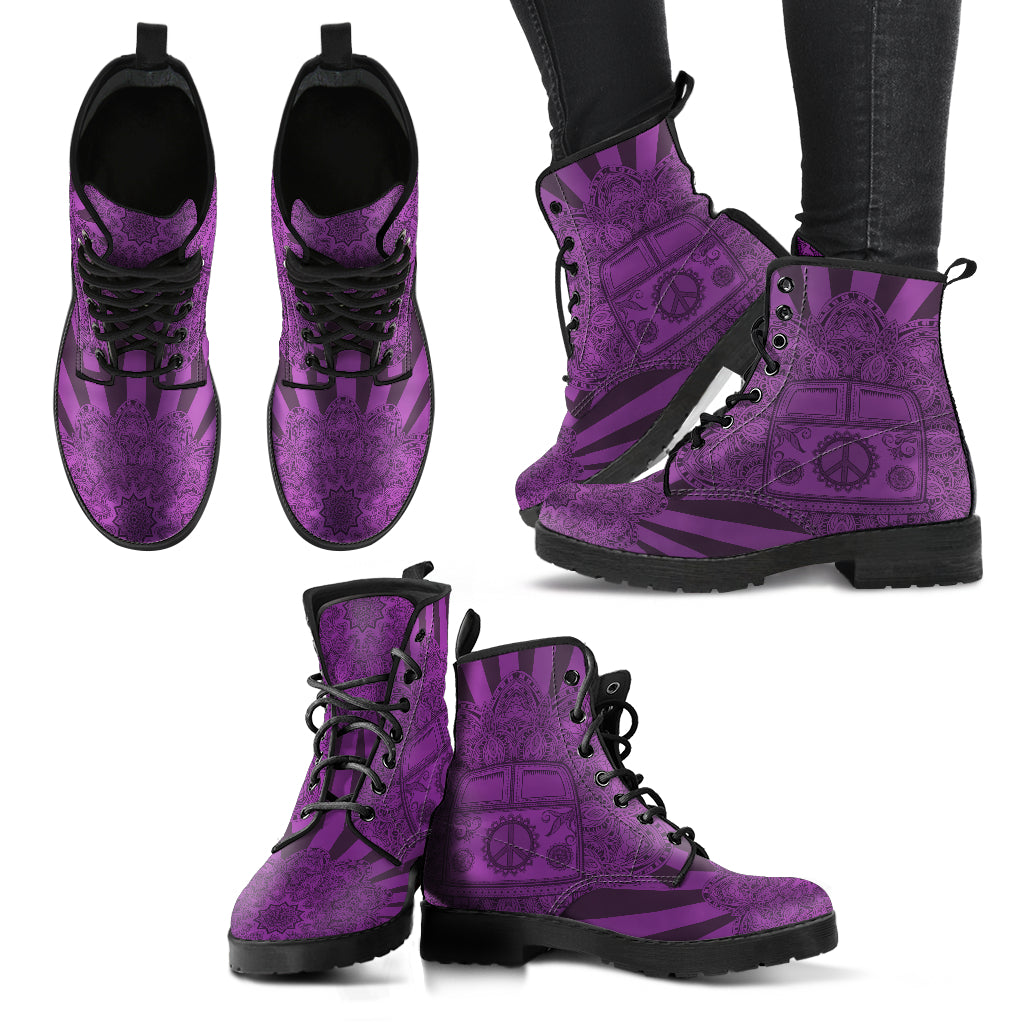 Purple Peace Bus Handcrafted Boots
