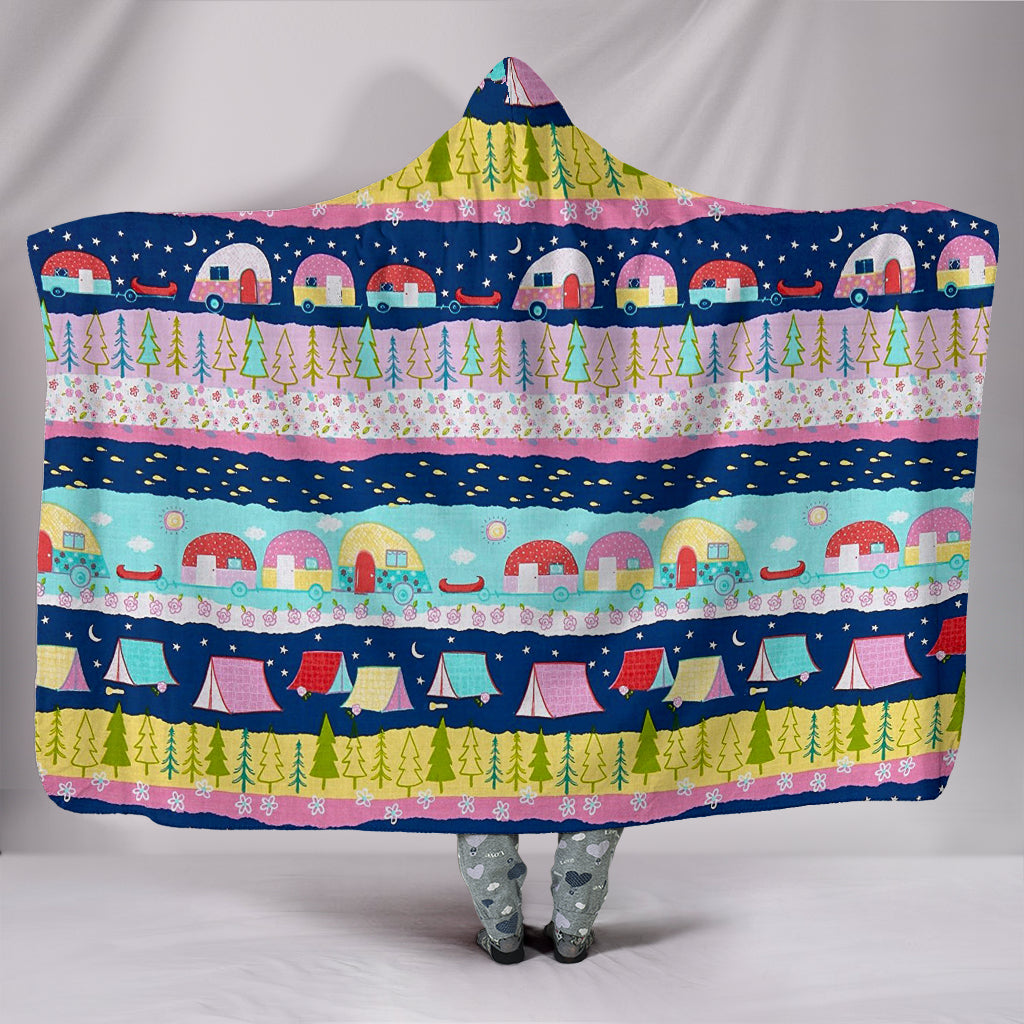 HAPPY TRAILS CAMPING HOODED BLANKET