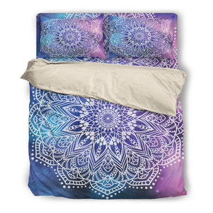 Beige Bedding Set Mandala Purple
