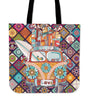 Patchwork Peace Bus tote bag
