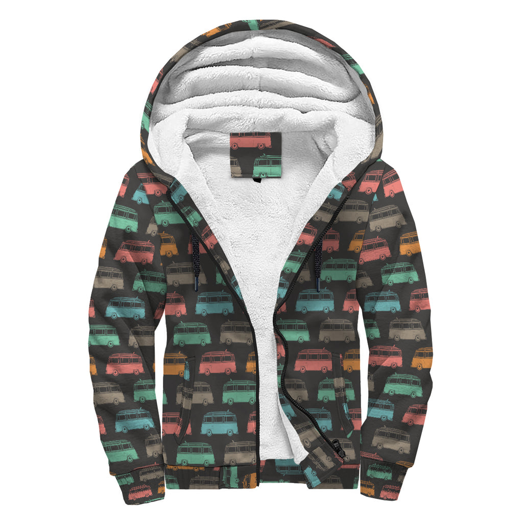 Black Surf Bus Caravan Sherpa Lined Hoodie