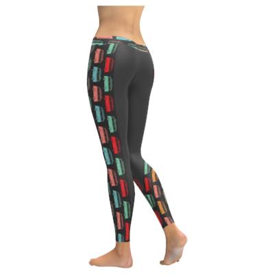 Bus Caravan Striped Black Low Rise Leggings Backside