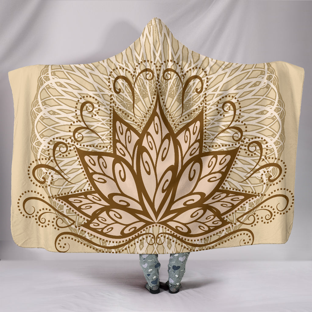 Ornamental Lotus Hooded Blanket