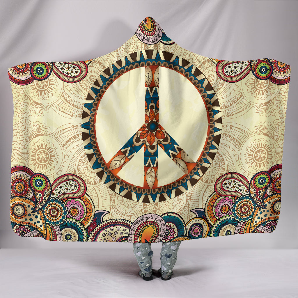 Peace and Mandala Hoodie Blanket