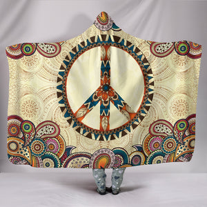 Peace and Mandala Hoodie Blanket