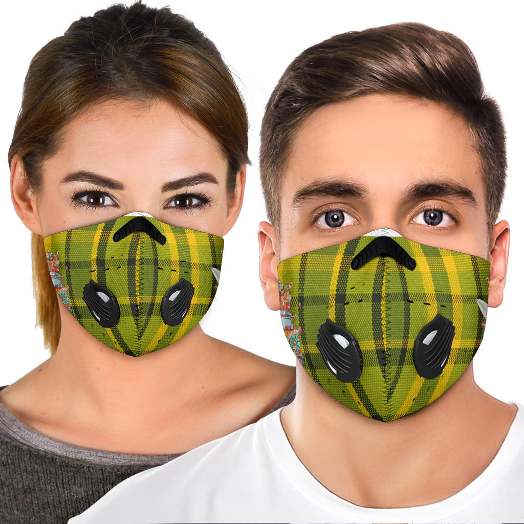 Green Plaid Premium Face Mask