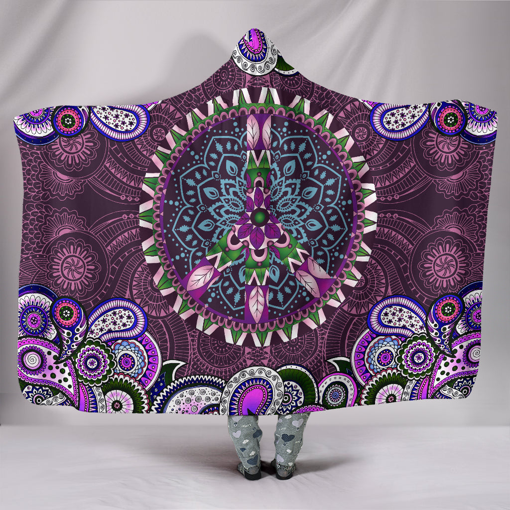 Purple Peace Mandala Hoodie Blanket