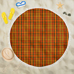 Retro Orange Plaid Beach Blanket