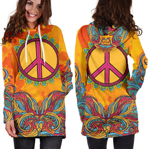 Sunset Hippie Peace Hoodie Dress