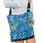 Light Blue Wild Flower Paisley Crossbody Handbag