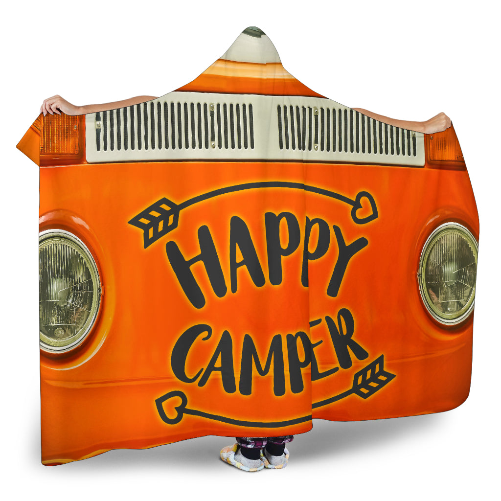 Happy Camper Orange Hooded Blanket