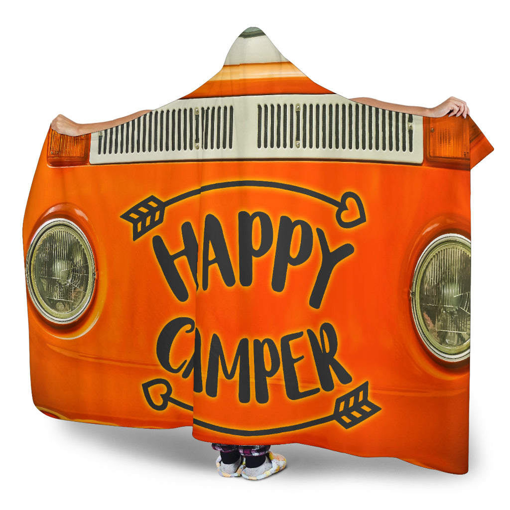 Happy Camper Orange Hooded Blanket