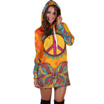 Sunset Hippie Peace Hoodie Dress