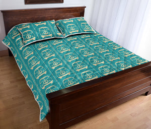 Blue Peace Bus Quilt Bed Set