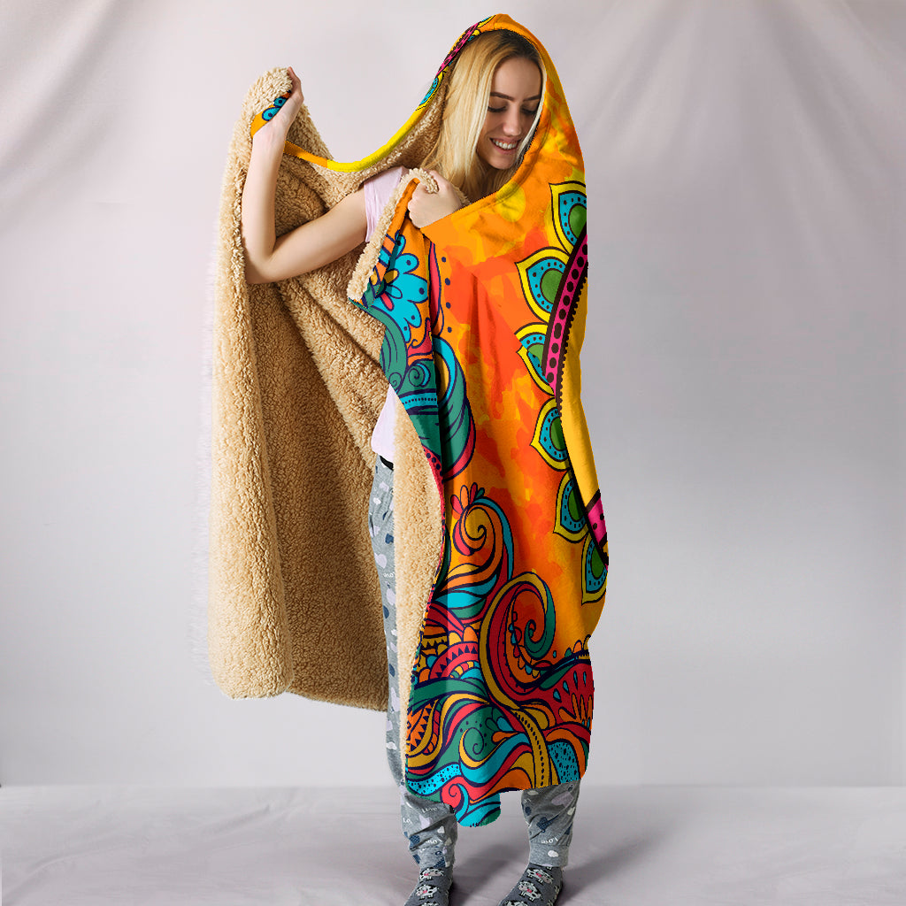 Hippie Peace Hoodie Blanket