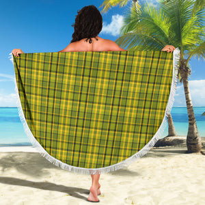 Retro Green Plaid Beach Blanket