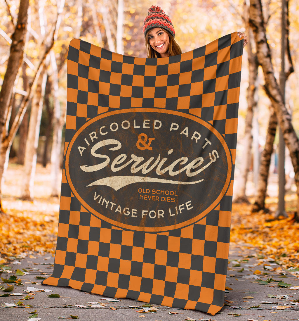 Aircooled Car Parts & Service Orange Checkered Blanket