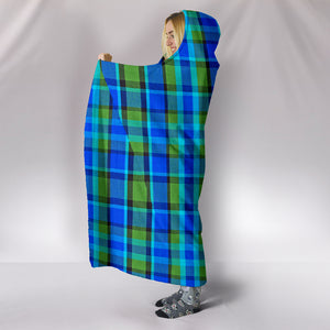 Retro Blue Plaid Hooded Blanket