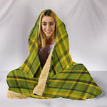 Retro Green Plaid Hooded Blanket