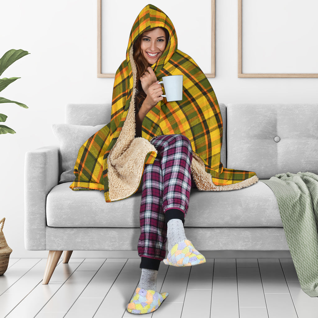Yellow Westy Plaid Hooded Blanket
